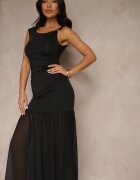 giorgia Rochie de cocktail Neagră cu viscoză și drapaj Galoriella