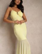 giorgia Rochie Galbenă cu bretele din viscoză cu detalii din plasă Savorielle