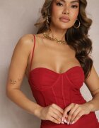 giorgia Rochie Mulată Scurtă cu Bretele cu Top Tip Corset Bordo Danu