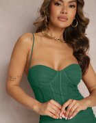 giorgia Rochie mulată scurtă verde cu bretele și cu top tip corset Danu
