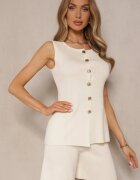 giorgia Set Bej Pantaloni scurți și Vestă Descheiată Folnaria