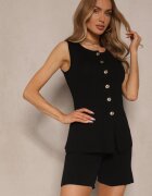 giorgia Set Negru Pantaloni scurți și Vestă Descheiabilă Folnaria