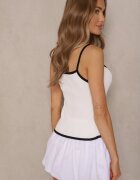 giorgia Top Alb din Material Reiat Decorat cu Funde Lenissea