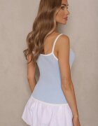 giorgia Top albastru deschis din material reiat decorat cu fundițe Lenissea