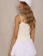 giorgia Top Bej cu bretele din țesătură striată cu viscoză decorat cu fundiță Iffenia