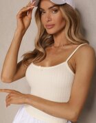 giorgia Top Bej cu bretele din țesătură striată cu viscoză decorat cu fundiță Iffenia