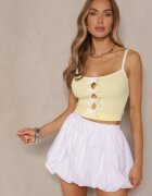 giorgia Top Galben din Material Striat Ornat cu Funde Lenissea