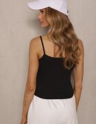 giorgia Top Negru cu bretele din țesătură striată cu viscoză decorat cu fundiță Iffenia