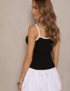 giorgia Top Negru din Material Reiat Decorat cu Funde Lenissea