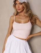 giorgia Top Roz cu bretele din material striat cu viscoză decorat cu fundă Iffenia