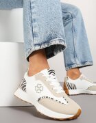 givana Adidași Bej-Albi cu decorațiuni zebrate și broderie delicată Alisella