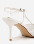 givana Pantofi stiletto eleganți albi cu vârful din plasă și mărgele Riosira
