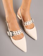 givana Sandale bej Slingback cu vârf ascuțit și baretă cu cataramă Pollime