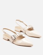 givana Sandale bej Slingback cu vârf ascuțit și baretă cu cataramă Pollime