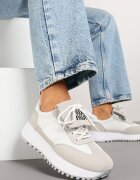 givana Sneakers Alb-Bej pe platformă cu model geometric Aluina