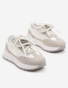givana Sneakers Alb-Bej pe platformă cu model geometric Aluina