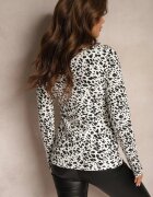 glo-story Bluză Albă cu imprimeu leopard din bumbac cu guler înalt Hesliae