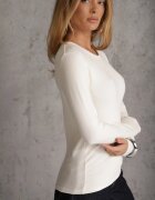 glo-story Bluză Basic cu fason tip longsleeve cu căptușeală ușoară Kuarta Albă