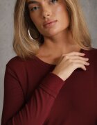 glo-story Bluză Basic cu fason tip longsleeve cu căptușeală ușoară Kuarta Bordo