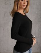 glo-story Bluză Basic cu fason tip longsleeve cu căptușeală ușoară Kuarta Neagră