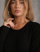 glo-story Bluză Basic cu fason tip longsleeve cu căptușeală ușoară Kuarta Neagră