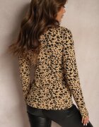 glo-story Bluză Bej cu imprimeu leopard din bumbac tip golf Hesliae
