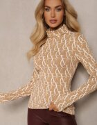 glo-story Bluză Bej Golf din Bumbac cu Model cu Litere Noralira