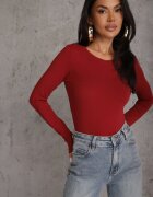 glo-story Bluză Bordó din bumbac tip Longsleeve Mialoraea
