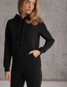 glo-story Bluză clasică din bumbac cu croi drept cu glugă și buzunară Garnea Negru