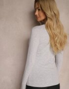 glo-story Bluză Gri deschis din bumbac tip longsleeve cu decolteu în V Miavelle