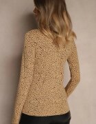 glo-story Bluză Maro Bumbac cu Guler Înalt Tip Longsleeve cu Buline Neatte