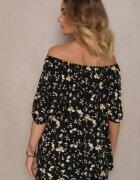 glo-story Bluză Neagră cu Motiv Floral Clesiane