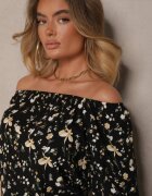 glo-story Bluză Neagră cu Motiv Floral Clesiane