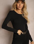 glo-story Bluză Neagră Din Bumbac Tip Longsleeve Mialoraea