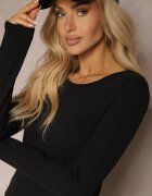 glo-story Bluză Neagră Din Bumbac Tip Longsleeve Mialoraea