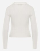 glo-story Bluză slim fit cu nasturi din tricot rib cu guler și decolteu în V Awente Albă