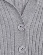 glo-story Bluză slim fit cu nasturi din tricot rib cu guler și decolteu în V Awente Gri
