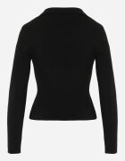 glo-story Bluză slim fit cu nasturi din tricot rib cu guler și decolteu în V Awente Neagră
