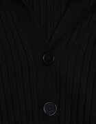 glo-story Bluză slim fit cu nasturi din tricot rib cu guler și decolteu în V Awente Neagră