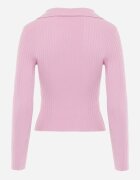 glo-story Bluză slim fit cu nasturi din tricot rib cu guler și decolteu în V Awente Roz