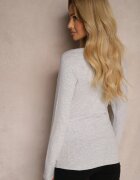 glo-story Bluză tip longsleeve gri deschis din bumbac cu decolteu rotund Eziola