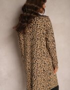 glo-story Cardigan Bej-Negru fără închidere cu buzunare cu imprimeu leopard Riaverna