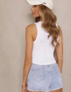 glo-story Crop Top Alb din material striat Nevonessa