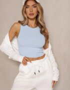 glo-story Crop Top Albastru deschis din material striat Nevonessa
