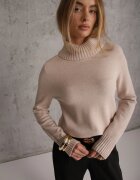 glo-story Cu guler înalt casual decorat cu manșete în dungi Ambera Bej Bej deschis