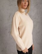 glo-story Cu guler înalt minimalist cu textură ribată Larim Bej deschis
