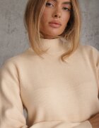 glo-story Cu guler înalt minimalist cu textură ribată Larim Bej deschis