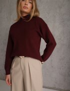 glo-story Cu guler înalt minimalist cu textură ribată Larim Bordo