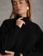 glo-story Cu guler înalt minimalist cu textură ribată Larim Negru