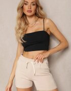 glo-story Jasnobeżowe Szorty High Waist przed Kolano Saxonia